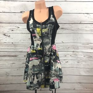 Marilyn Monroe LA Color Block Zip Up Skater Dress